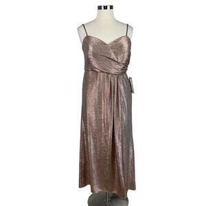Nightway Sparkly Sleeveless Long A-Line Evening Gown Rose Gold Size 14W Dress